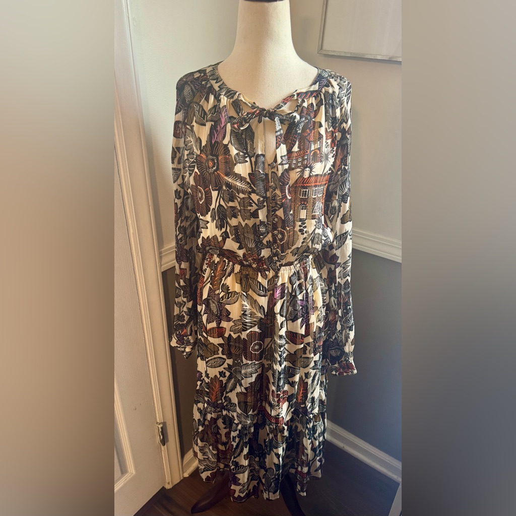 Scotch & Soda House & Floral Print Long Sleeve Midi Dress
